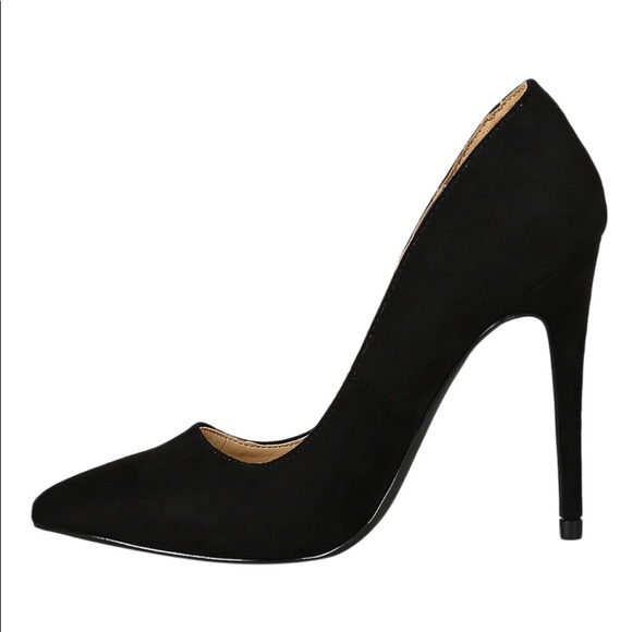 Anne Michelle Black Suede Heels - Picture 3 of 12